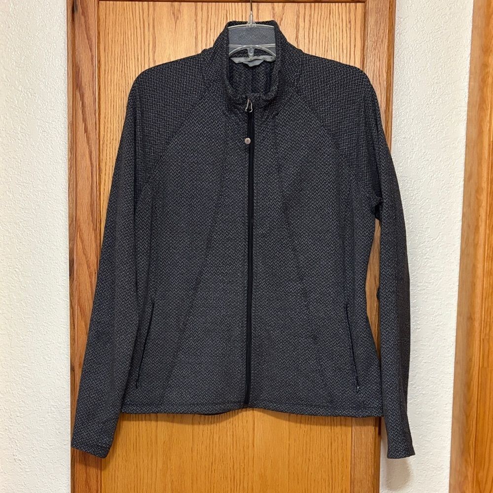 Athleta Criss Cross Hope Jacket gray black pattern yoga travel hiking Large